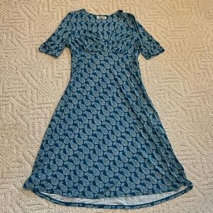 Boden Rebecca Jersey Midi Tea Dress Paisley print teal 12 petite